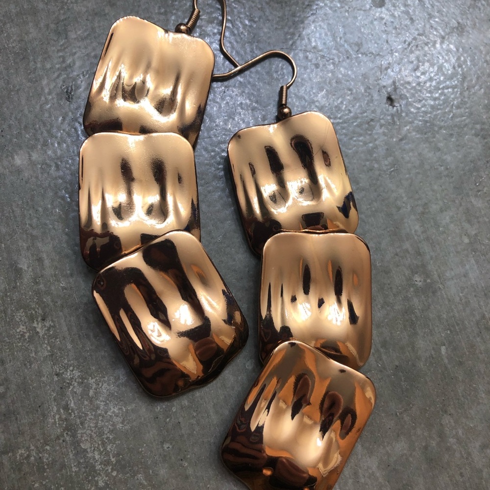Gold Art Deco Earrings RETRO! FREE SHIPPING!! #AS7